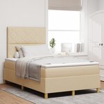 vidaXL Lit avec sommier à ressorts avec matelas & LED crème 120x190 cm tissu