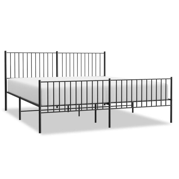 vidaXL Cadre de lit métal avec tête de lit/pied de lit noir 183x213 cm