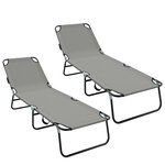 vidaXL Chaise longue pliable 2 Pièces  portable  grise en tissu Oxford 600D.
