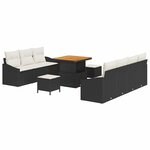 vidaXL Ensemble de canapé de jardin 10 Pièces Noir Poly rotin