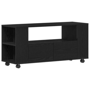 vidaXL Meuble TV avec roulettes chêne noir bois d'ingénierie