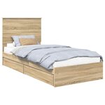 vidaXL Lit de Rangement Chêne Sonoma 90 x 200 cm Bois d'ingénierie