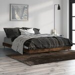 vidaXL Cadre de lit sans matelas chêne fumé 140x190 cm bois ingénierie