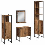 vidaXL Ensemble de mobilier de salle de bain avec porte 4 Pièces Marron