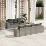 vidaXL Salon de jardin 8 Pièces avec coussins gris résine tressée