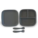 DERYAN Vaisselle enfant Silicone Quuby Gris