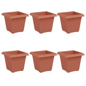 vidaXL Pot de Fleurs Carré 6 Pièces Rouge brique 16 x 16 x 14 cm