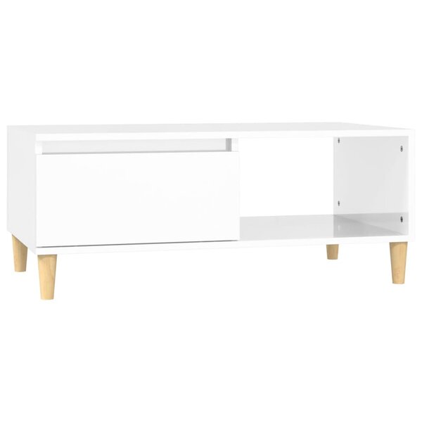 vidaXL Table basse Blanc brillant 90x50x36 5 cm Bois d'ingénierie