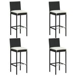 vidaXL Ensemble de bar de jardin 5 Pièces et coussins Résine tressée Noir