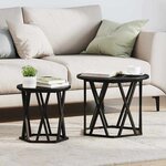 Tables d'appoint empilables vidaXL 2 Pièces Noir Chêne en bois