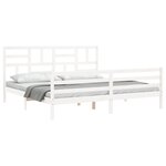 vidaXL Cadre de lit avec tête de lit blanc Super King Size bois massif