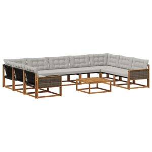 vidaXL Ensemble de canapés d'extérieur 10 Pièces Naturel et gris clair