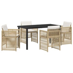 vidaXL Ensemble de salle à manger pour jardin 5 Pièces Beige