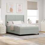 Lit à sommier box avec matelas et éclairage LED gris clair 140x190 cm velours