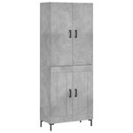 vidaXL Buffet haut Gris béton 69 5x34x180 cm Bois d'ingénierie