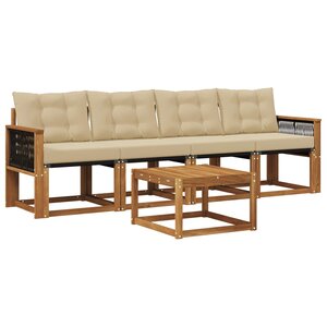 vidaXL Ensemble de canapés d'extérieur 5 pc Naturel et Beige