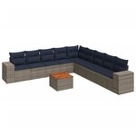vidaXL Salon de jardin 10 Pièces avec coussins gris résine tressée