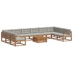 vidaXL Ensemble de canapés d'extérieur 11 Pièces Gris Naturel et Clair