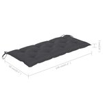 vidaXL Banc de jardin et coussin anthracite 120 cm Bois de teck massif