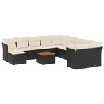 vidaXL Salon de jardin 12 Pièces avec coussins noir résine tressée