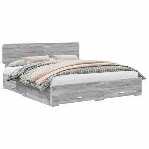 vidaXL Cadre de lit Gris Sonoma 200 x 200 cm Bois d'ingénierie