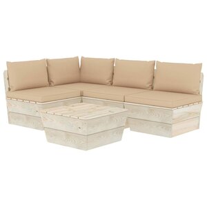 vidaXL Salon de jardin palette 5 Pièces avec coussins bois d'épicéa