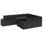 vidaXL Salon de jardin 11 Pièces avec coussins noir résine tressée