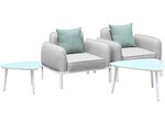 Salon de jardin en tissu "Sevilla" - 2 fauteuils + 2 tables basses - Gris