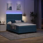 vidaXL Lit à ressorts avec matelas Bleu foncé 140 x 200 cm Velours