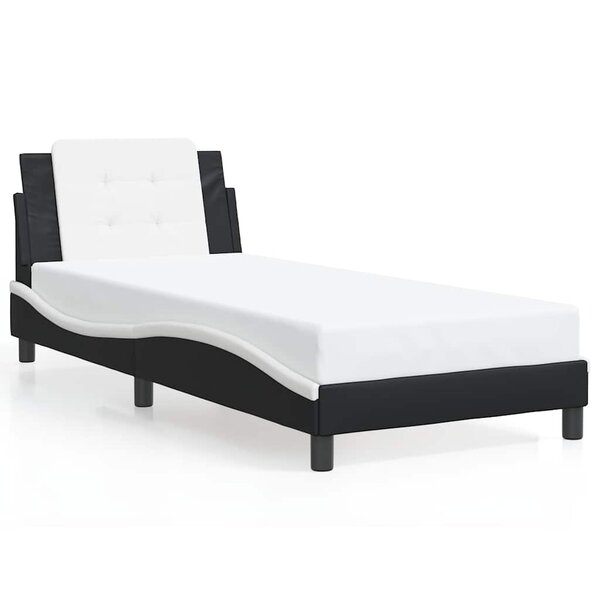 vidaXL Cadre de lit sans matelas Zadar noir et blanc 90x200 cm similicuir