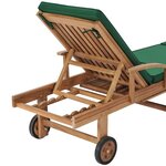 vidaXL Chaises longues avec coussins 2 Pièces Bois de teck solide Vert