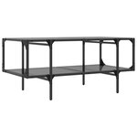vidaXL Table basse avec dessus en verre noir 98 5x50x45 cm acier
