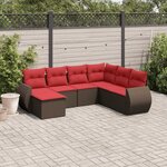 vidaXL Salon de jardin avec coussins 7 Pièces marron résine tressée