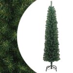 vidaXL Sapin de Noël artificiel mince avec support vert 180 cm PVC