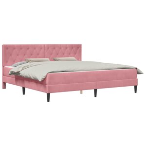 vidaXL Cadre de lit avec matelas Rose 180 x 200 cm Velours