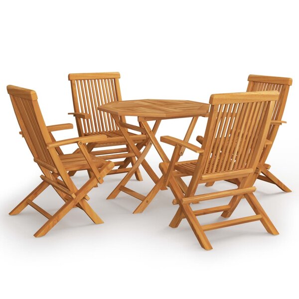 vidaXL Salon de jardin 5 Pièces Bois de teck massif