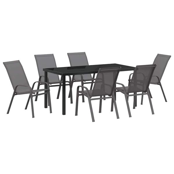 vidaXL Ensemble de salle à manger pour jardin 7 Pièces Gris