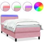 vidaXL Sommier à lattes de lit avec matelas et LED rose 120x220 cm velours