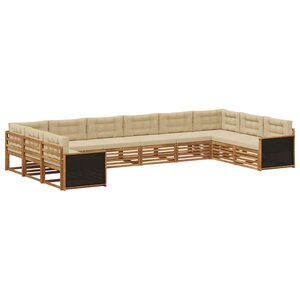 vidaXL Ensembles de canapés avec coussin 10 Pièces Bois d'Acacia Massif