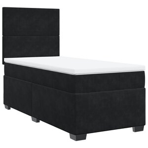 vidaXL Sommier à lattes de lit avec matelas Noir 90x190 cm Velours