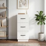vidaXL Armoire à tiroirs Blanc 33 x 34 5 x 87 cm Bois d'ingénierie