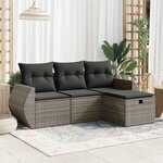 vidaXL Salon de jardin 4 Pièces avec coussins gris résine tressée
