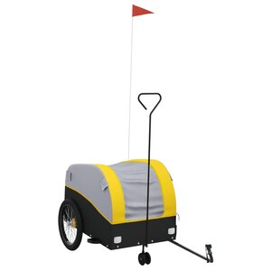 vidaXL Remorque de vélo noir et jaune 45 kg fer