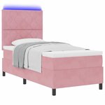 vidaXL Lit à ressort LED avec matelas Rose 90 x 200 cm tissu