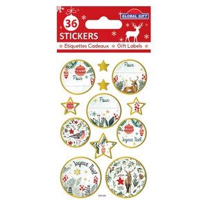 36 étiquettes adhésives de Noël - Dorures