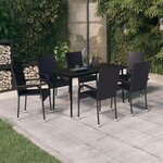 vidaXL Ensemble à manger de jardin 7 Pièces Noir