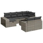 vidaXL Salon de jardin 11 Pièces avec coussins gris résine tressée