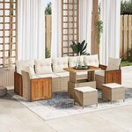 vidaXL Ensemble de canapé de jardin avec coussin 10 Pièces beige et crème
