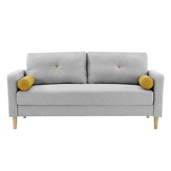 Canapé 3 places + 2 coussins - Tissu Gris clair - 175 x 80 x 85 cm - COPENHAGUE