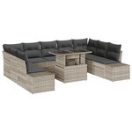 vidaXL Ensemble de jardin 10 pièces avec coussins gris clair en polyrotin